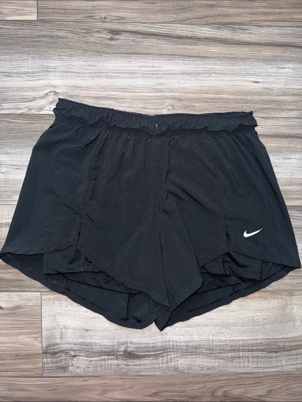 Nike Black Women's Athletic Shorts with White Swoosh